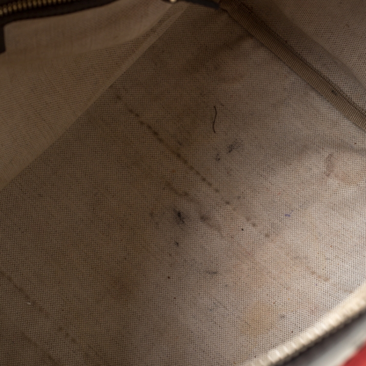 Pre Owned Gucci Brown/Beige GG Canvas Medium Vintage Web Boston Bag