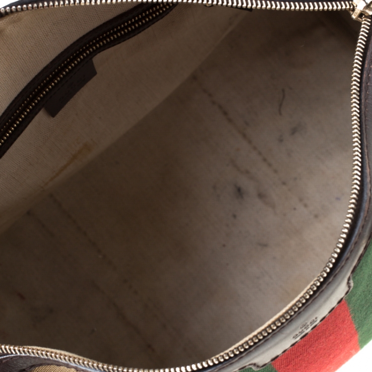 Pre Owned Gucci Brown/Beige GG Canvas Medium Vintage Web Boston Bag