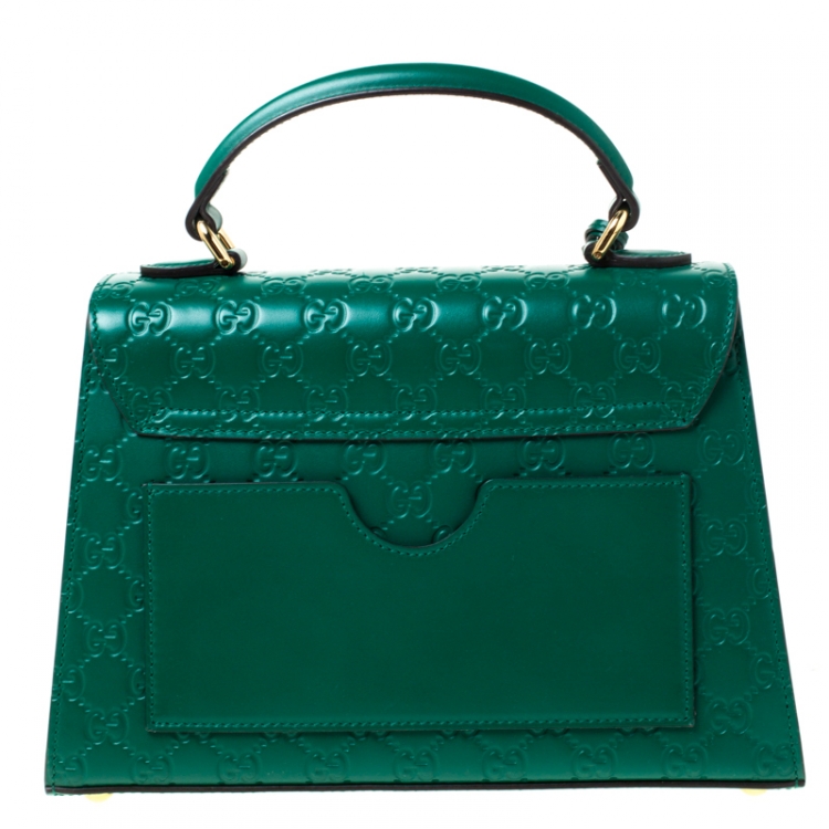 مملوكة مسبقًا Gucci Green Guccissima Leather Small Padlock Top Handle Bag