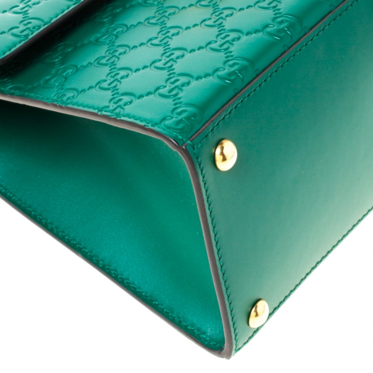 مملوكة مسبقًا Gucci Green Guccissima Leather Small Padlock Top Handle Bag