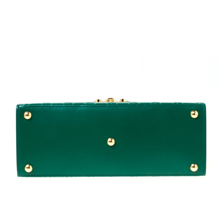 مملوكة مسبقًا Gucci Green Guccissima Leather Small Padlock Top Handle Bag