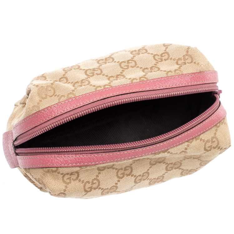 Gucci Beige/Pink GG Canvas Cosmetic Pouch Gucci