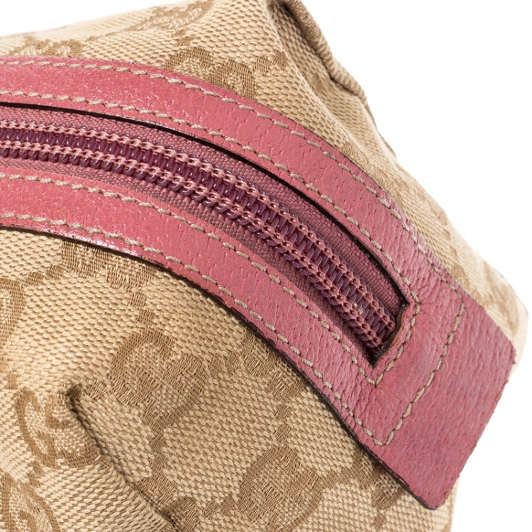Pre Owned Gucci Beige/Pink GG Canvas Cosmetic Pouch