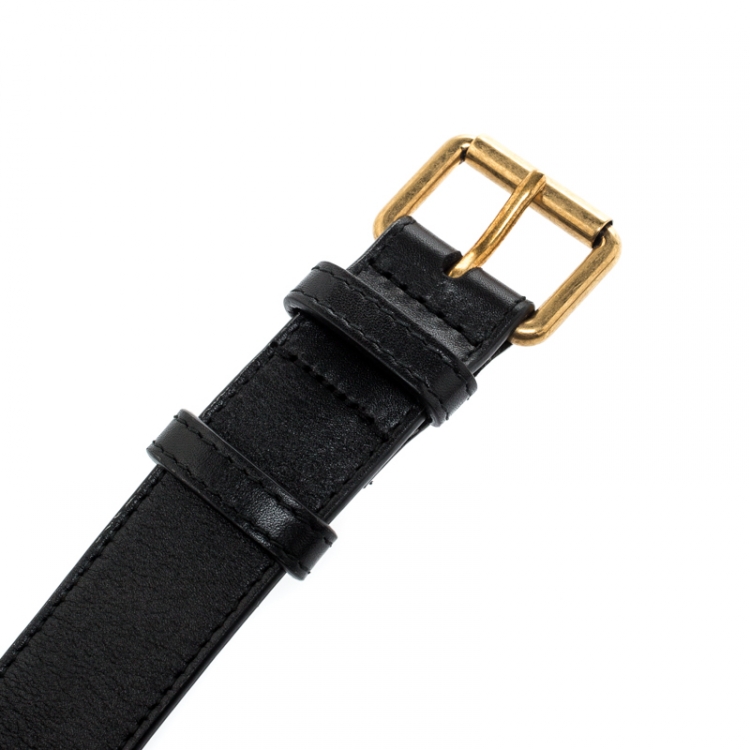 Pre Owned Gucci Black Matelassé Leather GG Marmont Belt Bag