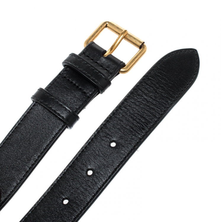 Pre Owned Gucci Black Matelassé Leather GG Marmont Belt Bag