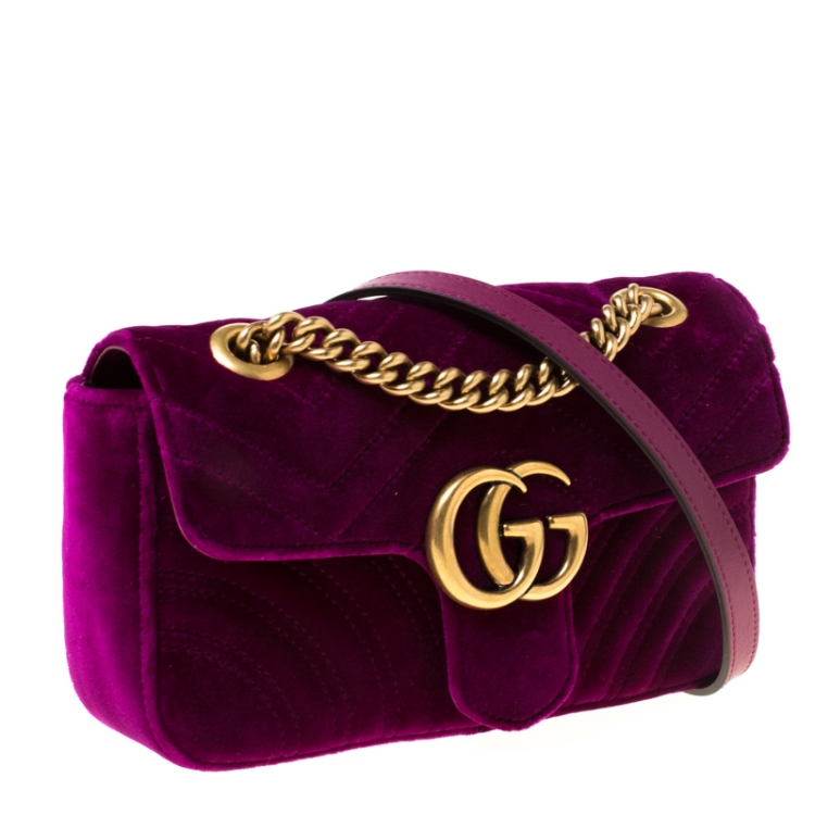 gucci velvet purple bag