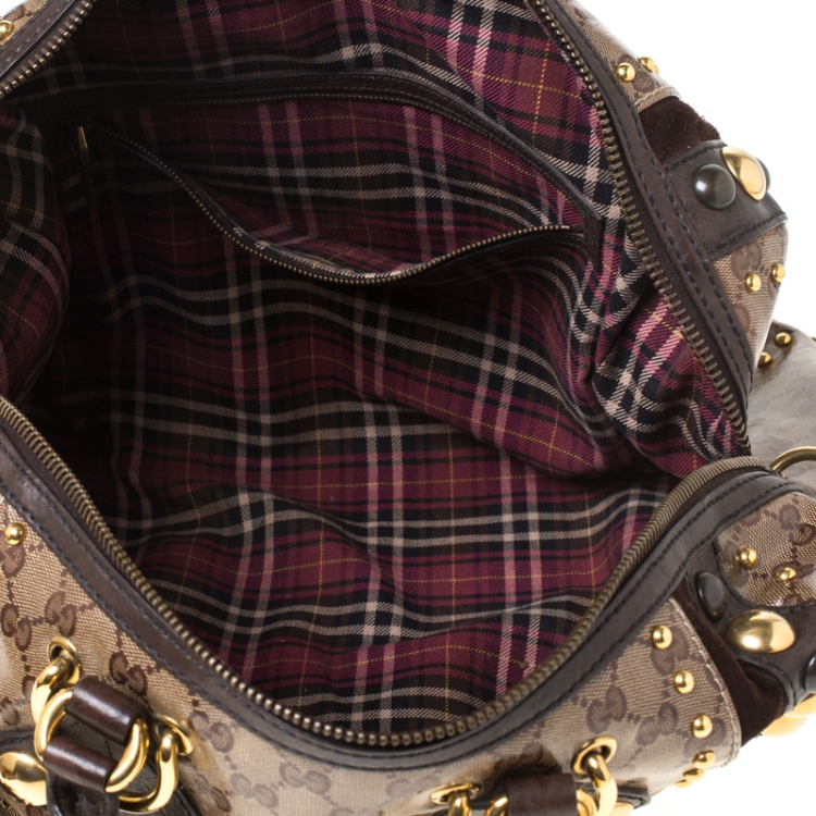 مملوكة مسبقًا Gucci Beige GG Crystal Canvas and Leather Babouska Indy Boston Bag