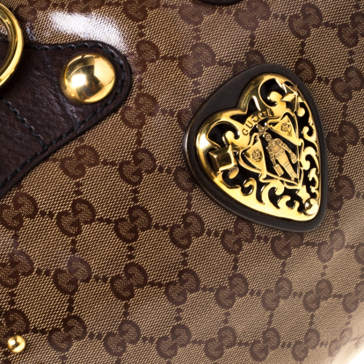 مملوكة مسبقًا Gucci Beige GG Crystal Canvas and Leather Babouska Indy Boston Bag