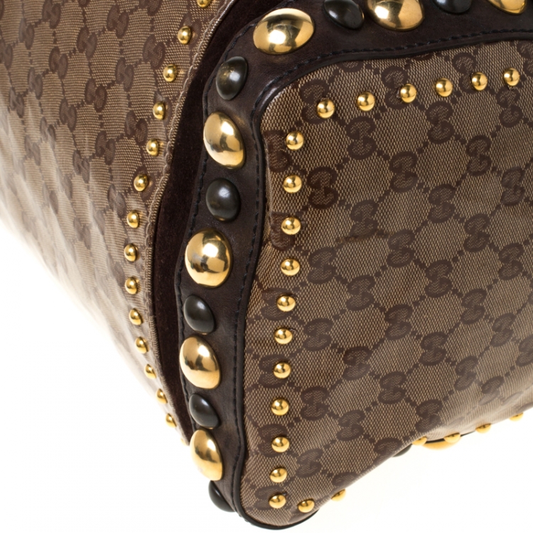 مملوكة مسبقًا Gucci Beige GG Crystal Canvas and Leather Babouska Indy Boston Bag