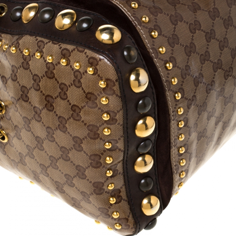 مملوكة مسبقًا Gucci Beige GG Crystal Canvas and Leather Babouska Indy Boston Bag