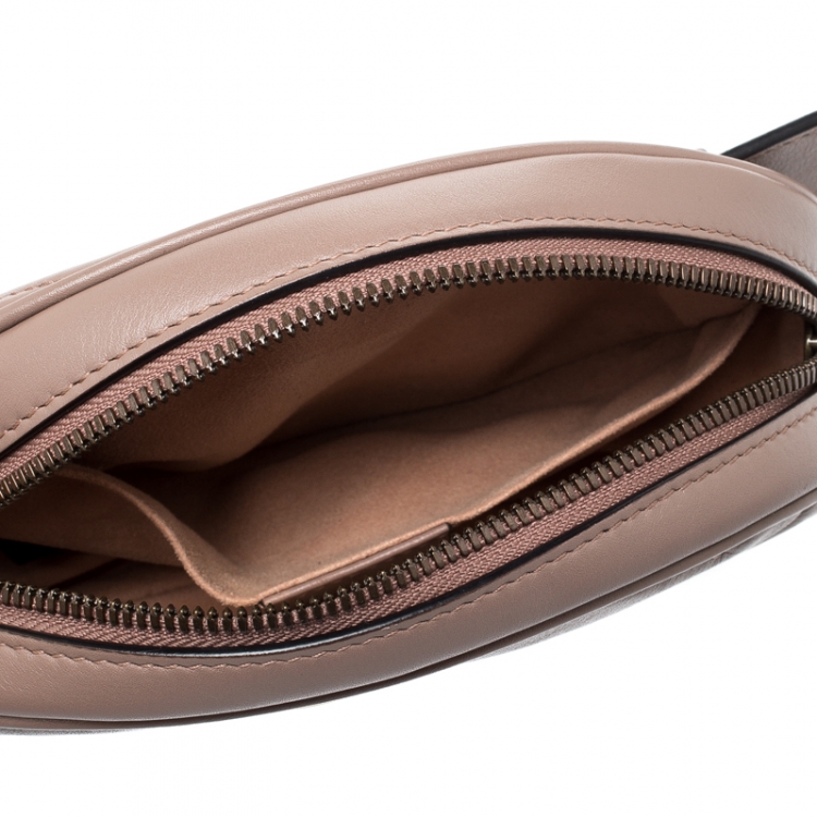 Pre Owned Gucci Old Rose Leather Marmont GG Matelasse Belt Bag  