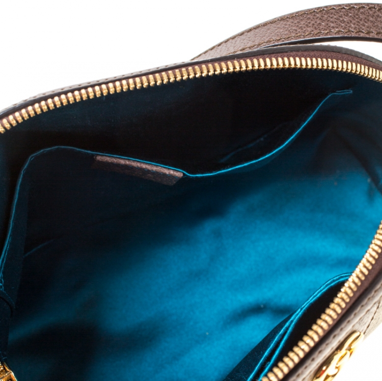 Pre Owned Gucci Beige/Ebony GG Supreme Coated Canvas and Leather Small Ophidia Crossbody Bag