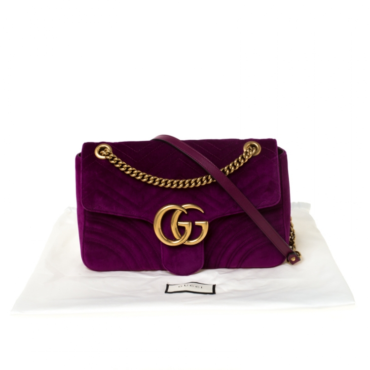 Gucci Purple Velvet Medium GG Marmont 