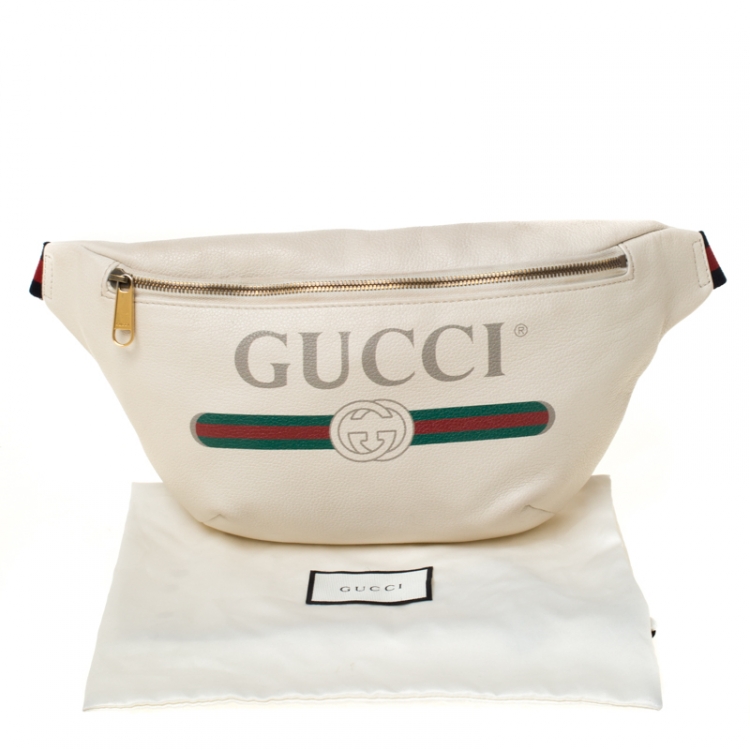 Pre Owned Gucci White Leather Belt Bag