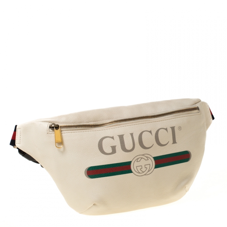 Pre Owned Gucci White Leather Belt Bag