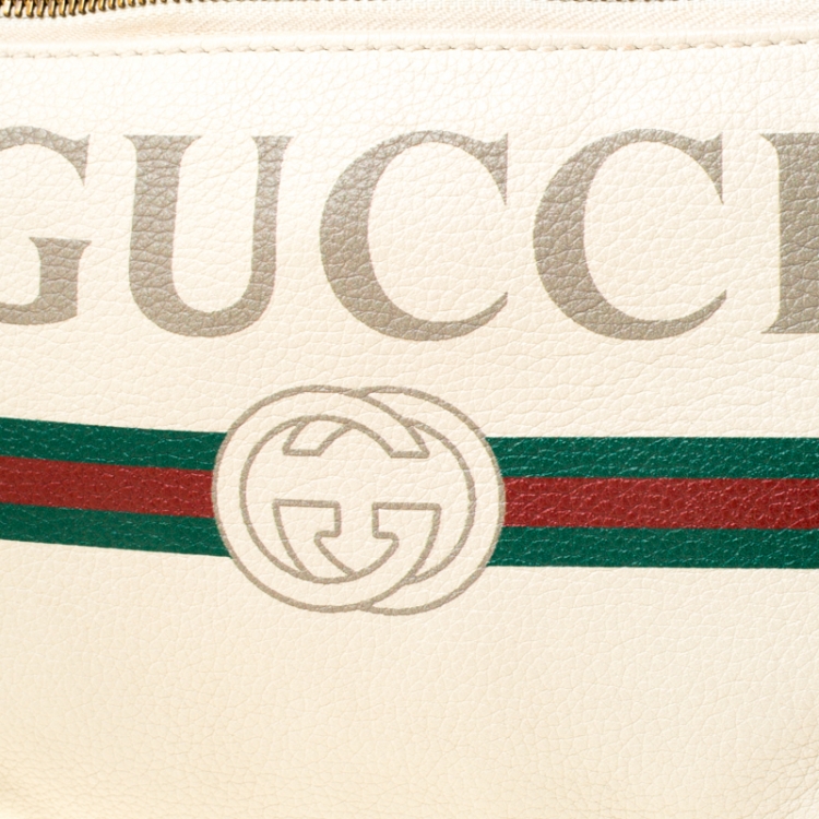 Pre Owned Gucci White Leather Belt Bag