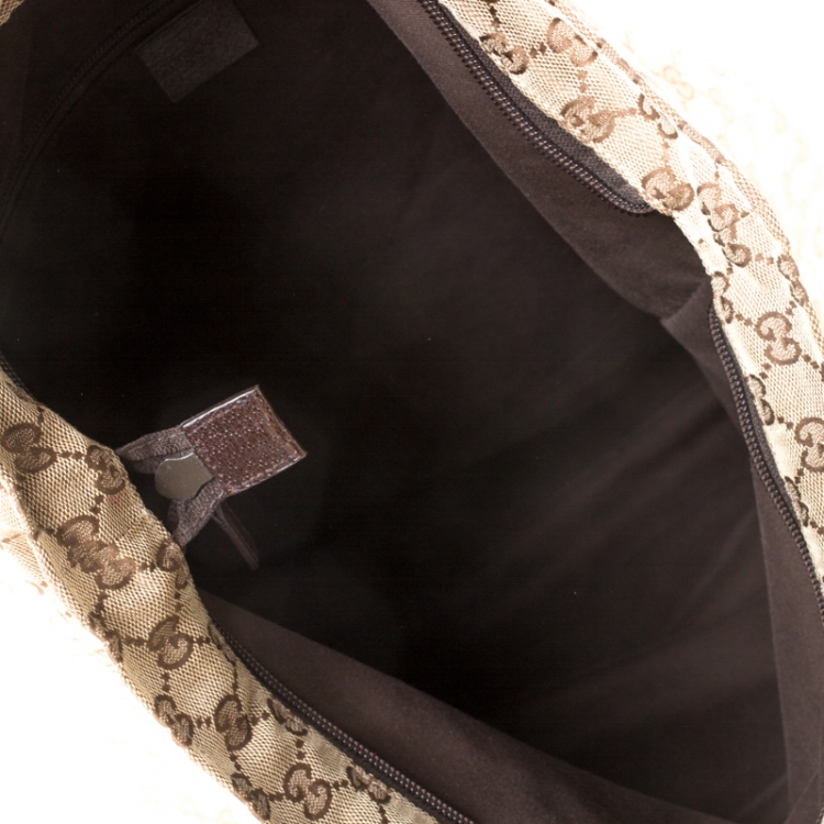 Pre Owned Gucci Beige/Brown GG Canvas and Leather Shopper Tote