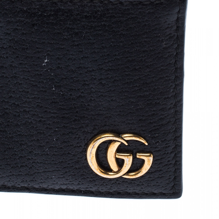 Pre Owned Gucci Black Leather GG Marmont Card Holder