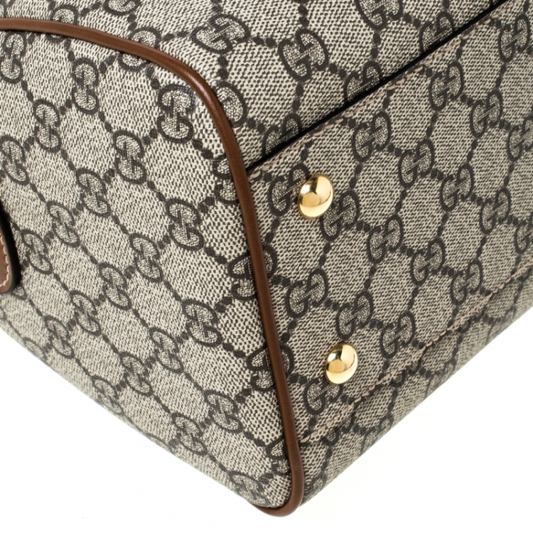 Pre Owned Gucci Beige/Brown GG Supreme Canvas Limited Edition Bird Boston Bag