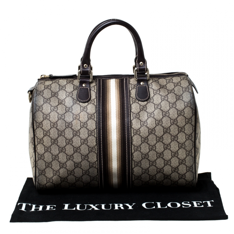 مملوكة مسبقًا Gucci Brown GG Coated Canvas Medium Limited Edition Joy Web Boston Bag