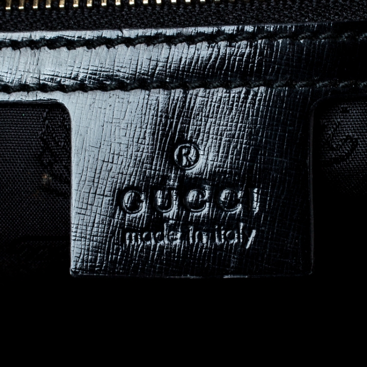 Pre Owned Gucci Black Coated Nylon and Leather Dialux Pop Bamboo Top Handle Bag