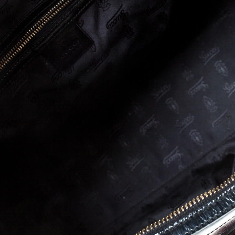 Pre Owned Gucci Black Coated Nylon and Leather Dialux Pop Bamboo Top Handle Bag