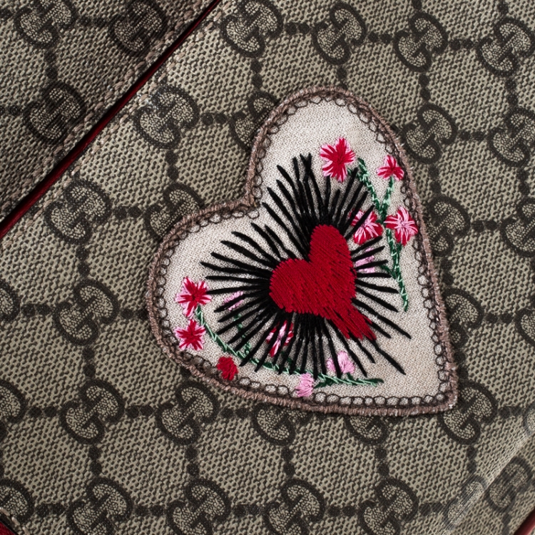 مملوكة مسبقًا Gucci Beige/Red GG Supreme Canvas Small Embroidered Limited Edition Backpack