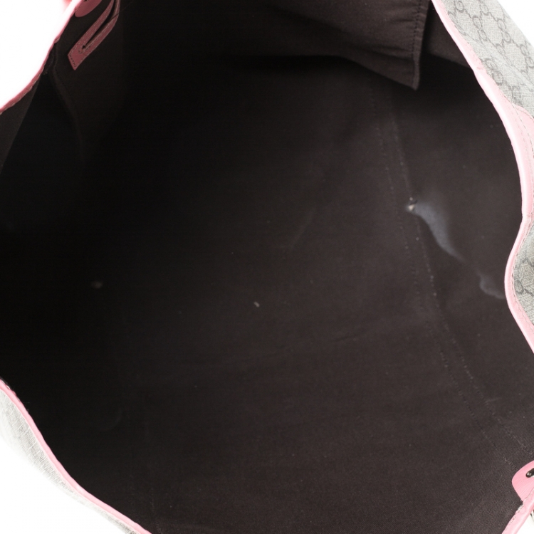 Pre Owned Gucci Beige/Pink GG Supreme Coated Canvas and Leather Joy Large Shopper Tote 