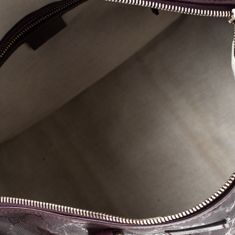 Pre Owned Gucci Dark Burgundy GG Nice Guccissima Canvas Medium Joy Boston Bag