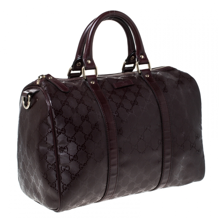 Pre Owned Gucci Dark Burgundy GG Nice Guccissima Canvas Medium Joy Boston Bag