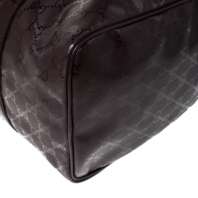 Pre Owned Gucci Dark Burgundy GG Nice Guccissima Canvas Medium Joy Boston Bag