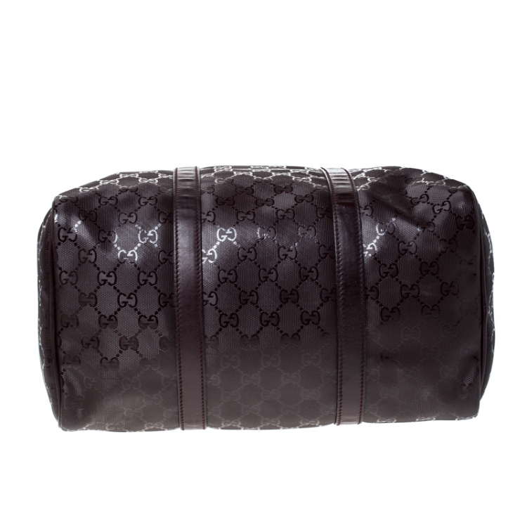 Pre Owned Gucci Dark Burgundy GG Nice Guccissima Canvas Medium Joy Boston Bag