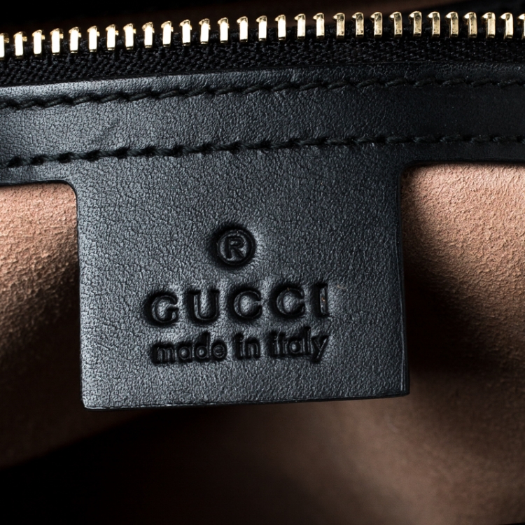 Pre Owned Gucci Black Guccissima Leather Small Padlock Top Handle Bag
