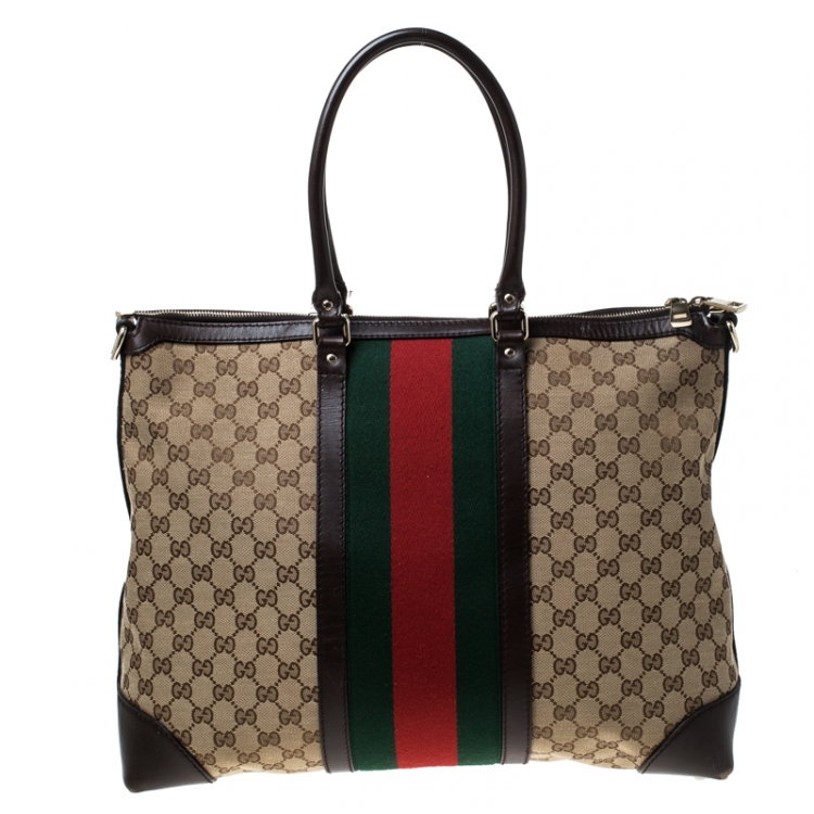 Gucci Beige/Brown GG Canvas and Leather Web Rania Tote Gucci | The ...
