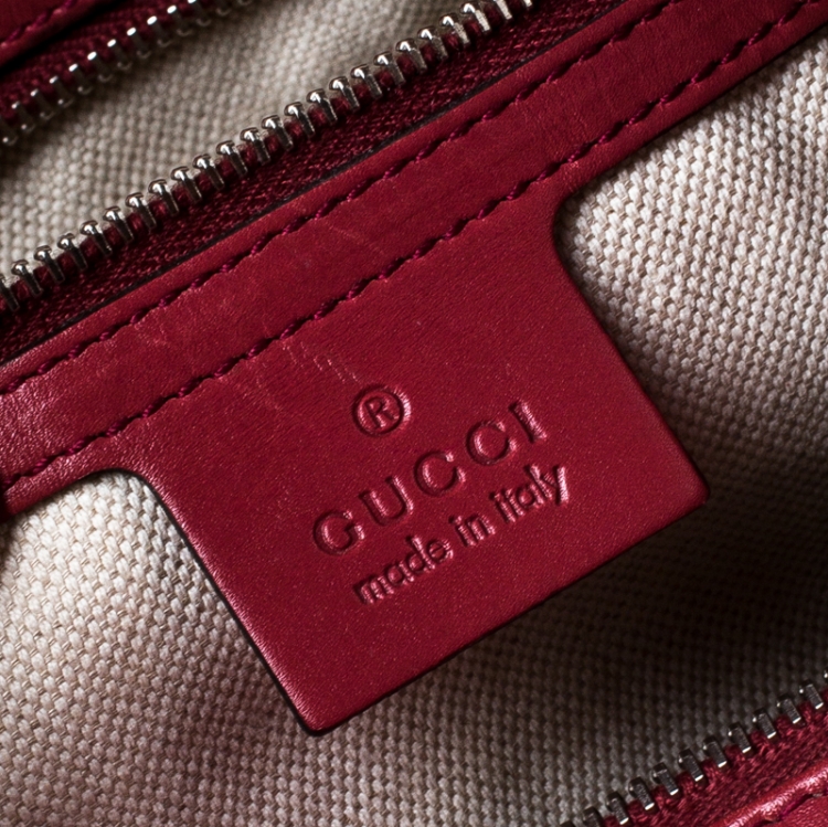 Pre Owned Gucci Red GG Imprime Canvas Medium Joy Boston Bag