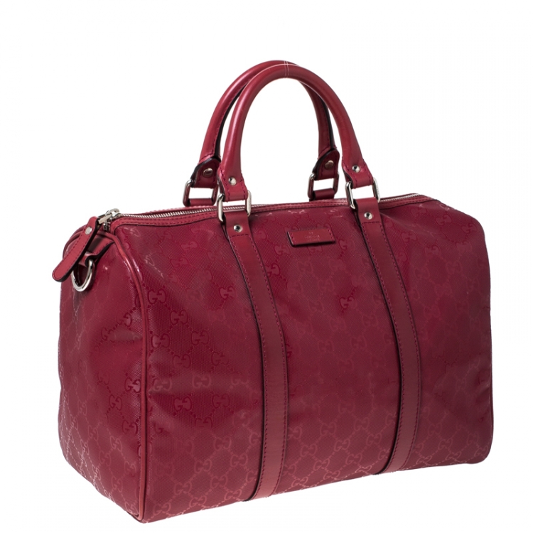 Pre Owned Gucci Red GG Imprime Canvas Medium Joy Boston Bag