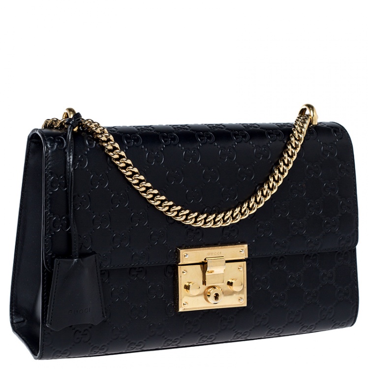gucci medium padlock leather tote