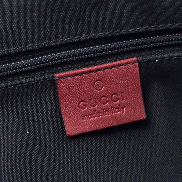 Pre Owned Gucci Beige/Red GG Canvas and Leather Medium Sukey Boston Bag