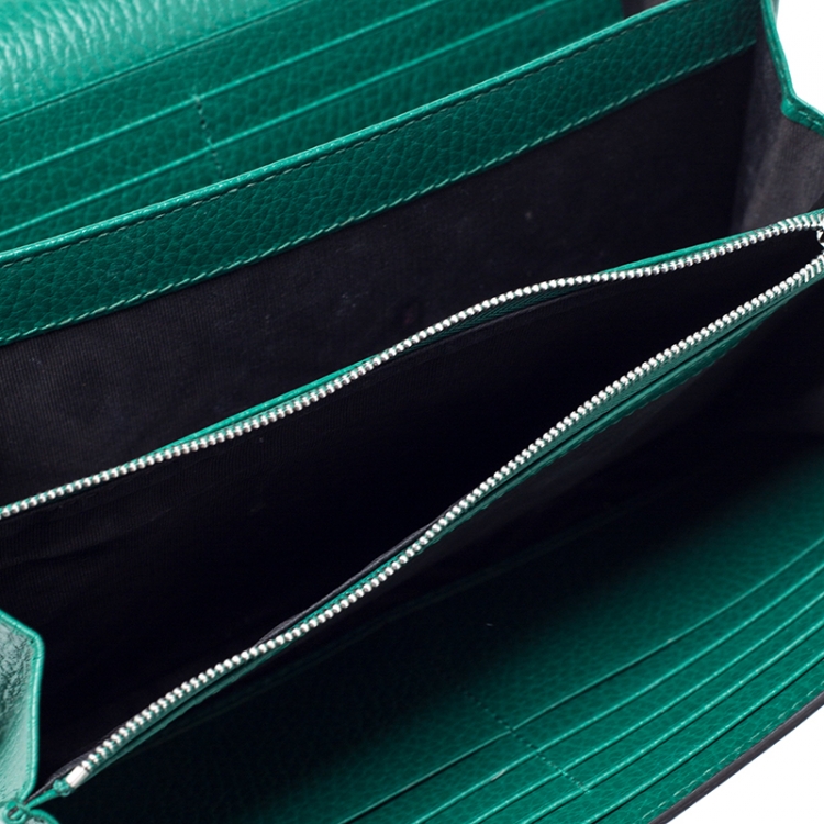 Pre Owned Gucci Green Leather Dionysus Wallet On Chain           