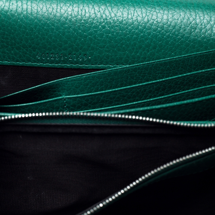 Pre Owned Gucci Green Leather Dionysus Wallet On Chain           