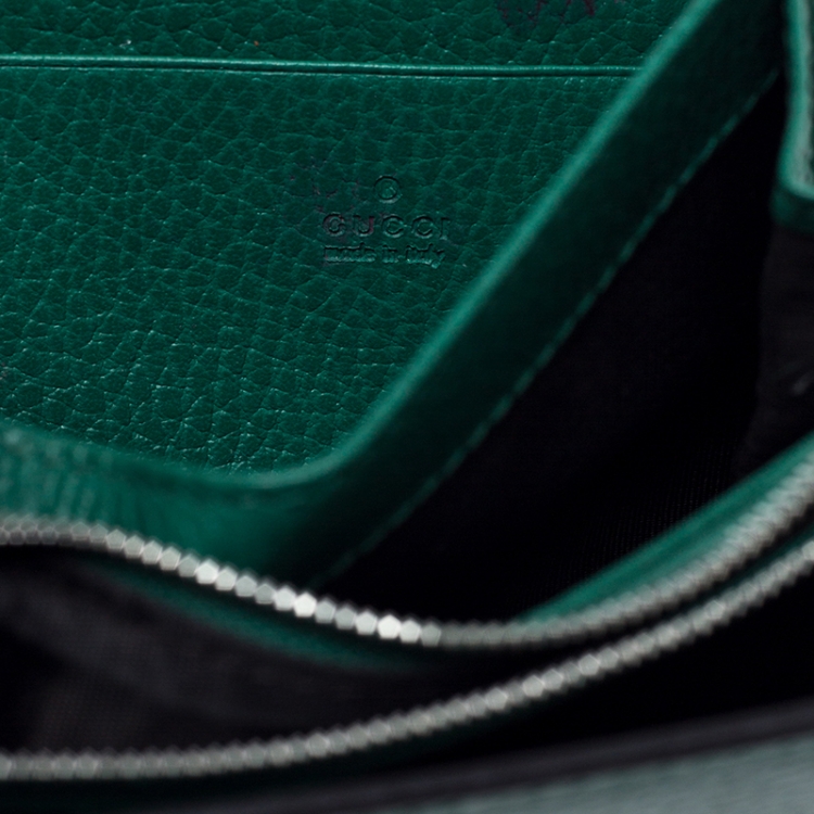 Pre Owned Gucci Green Leather Dionysus Wallet On Chain           