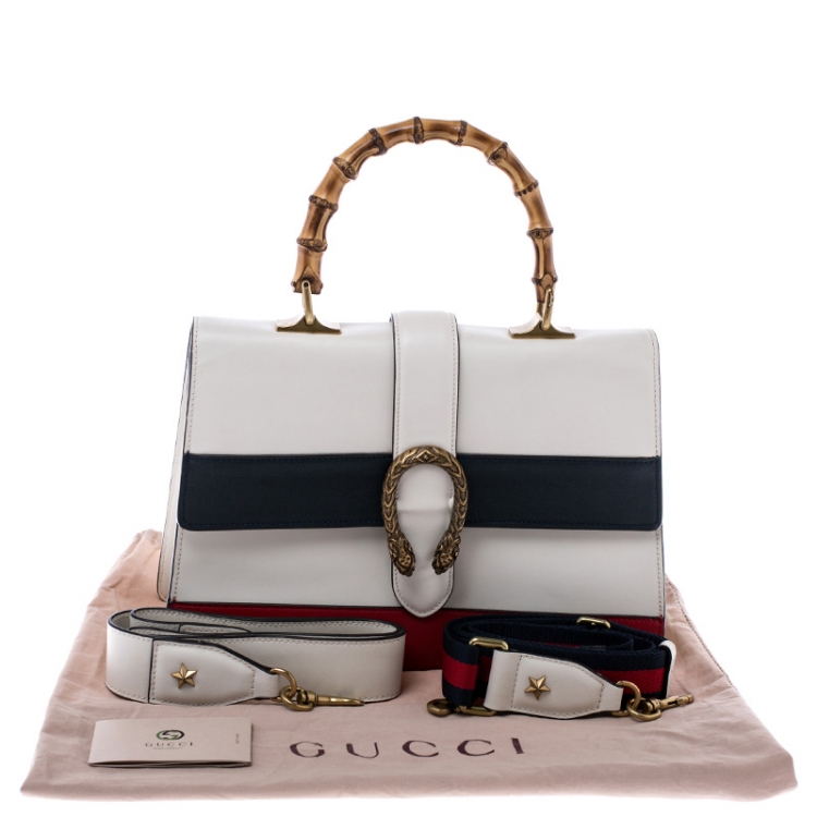 Pre Owned Gucci Tri Color Leather Bamboo Handle Large Dionysus Bag