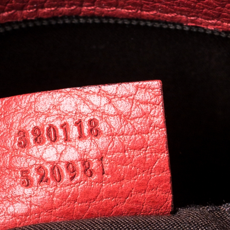 Pre Owned Gucci Red Braided Handle Leather Large Gifford Tote