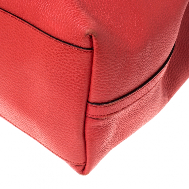 Pre Owned Gucci Red Braided Handle Leather Large Gifford Tote