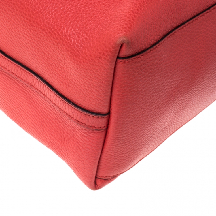 Pre Owned Gucci Red Braided Handle Leather Large Gifford Tote