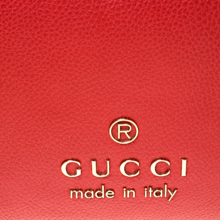 Pre Owned Gucci Red Braided Handle Leather Large Gifford Tote