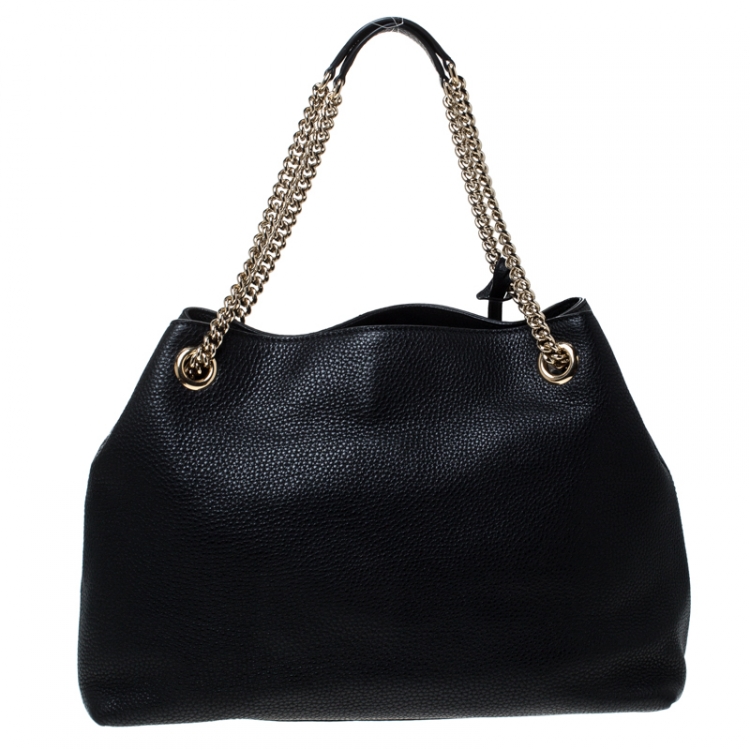 Pre Owned Gucci Black Leather Medium Soho Tote
