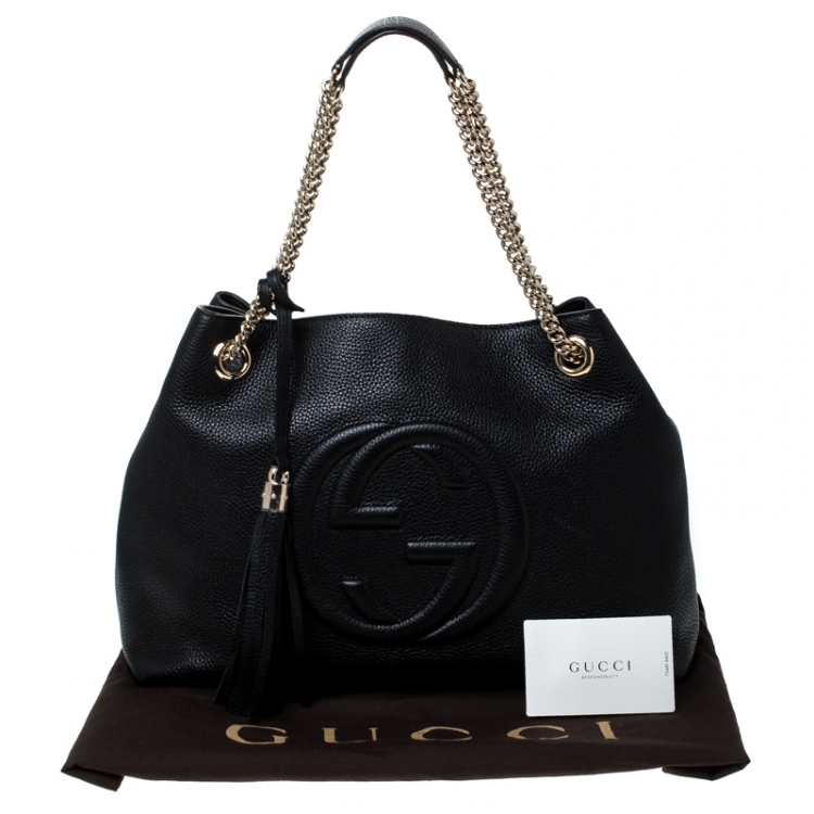 Pre Owned Gucci Black Leather Medium Soho Tote