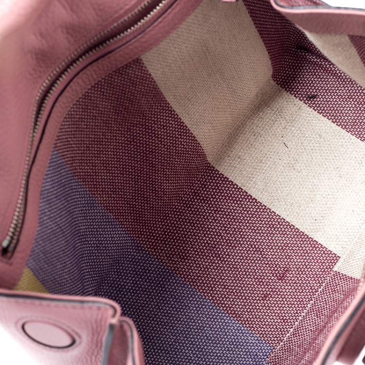 Pre Owned Gucci Pink Leather Bamboo Daily Top Handle Bag