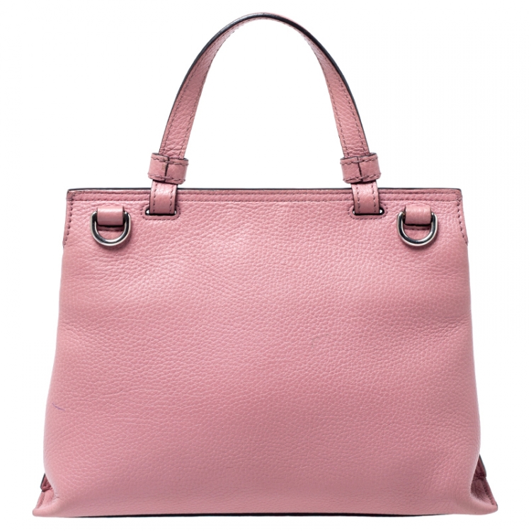 Pre Owned Gucci Pink Leather Bamboo Daily Top Handle Bag